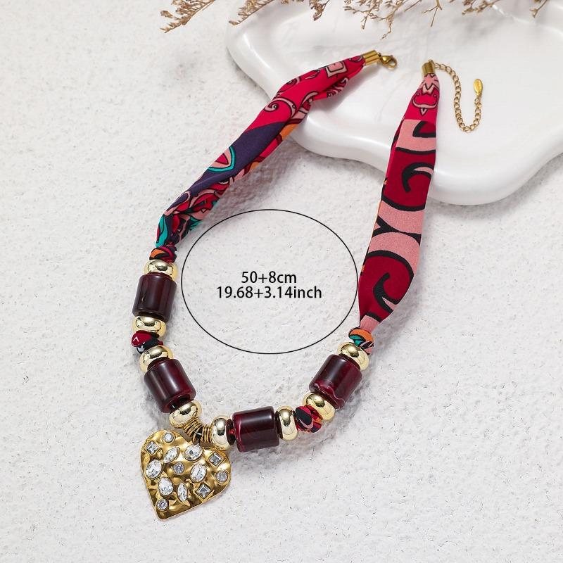 Women S Vintage Vacation Style Fabric Beaded Trendy Neck Scarf