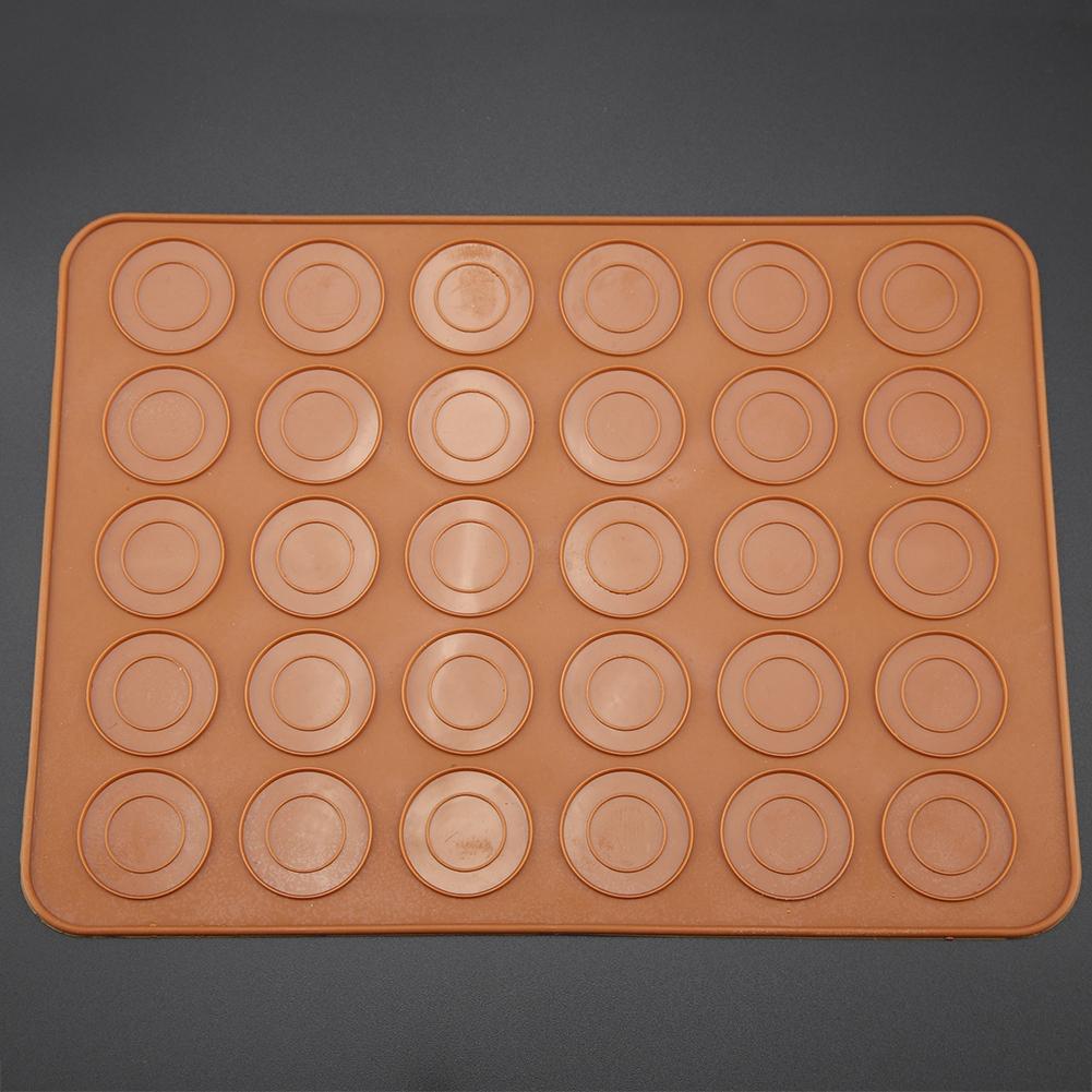 1pc 30 Holes Round Shape Macarons Mat Silicone Macaron Sheet Pad Pastry Cake Baking Tool