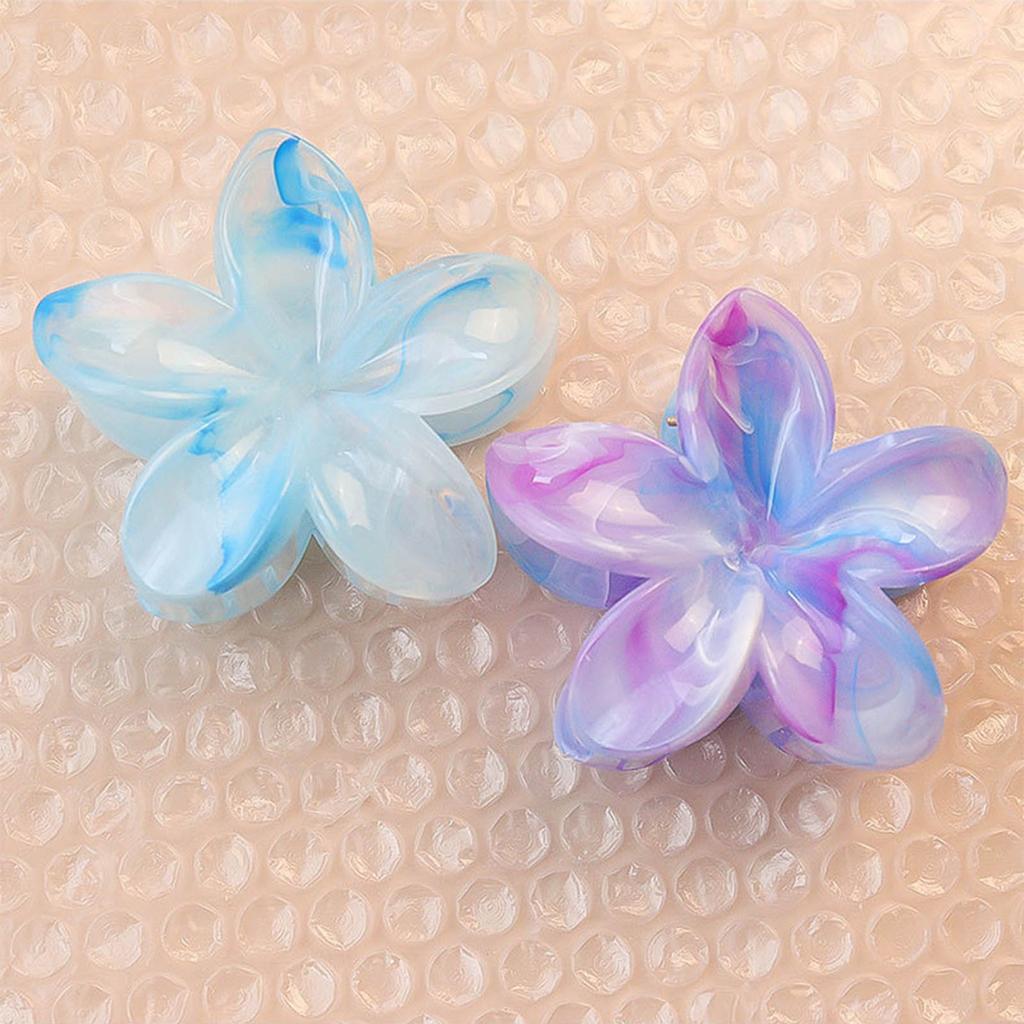 Flower Shaped Hair Claw Clip Resin Marble Texture Gradient Color for Weddings and Parties Daily Use Hair Accessories