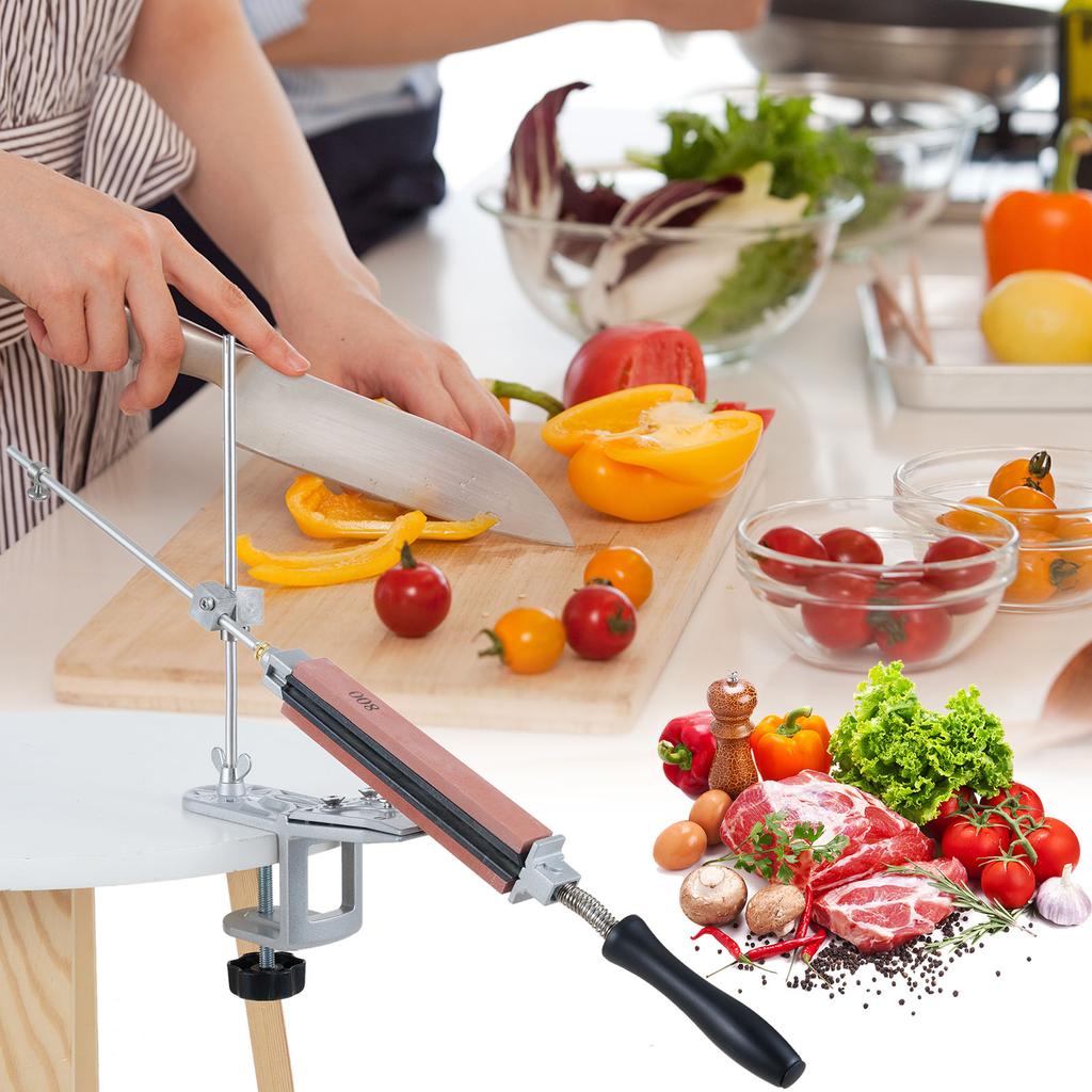 Professional Knife Sharpener with 6 Whetstones 360 degrees Rotation Flip Design Fixed Angle Stainless Steel Kitchen