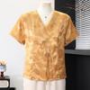 Elegant Jacquard Floral Short Sleeve Blouse