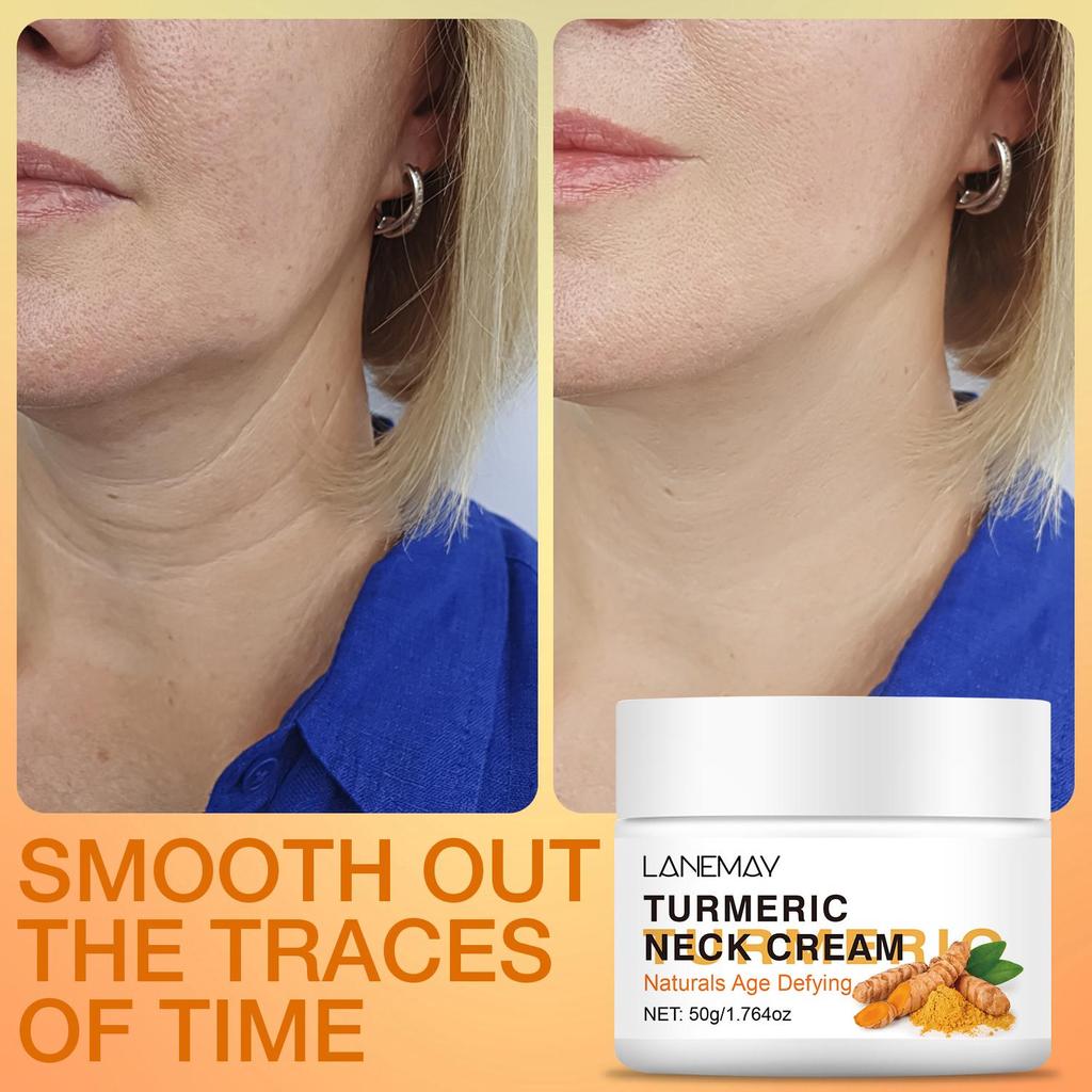 Turmeric Neck Cream-Long Lasting Nourishment Without Stickiness-Reduce Wrinkles And Brighten Neck-Suitable For All Skin Types, 50g