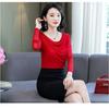Moda Donna Primavera Autunno Maglia Sottile Camicetta Collo Alto Vestibilità Aderente Manica Lunga Maglietta Base