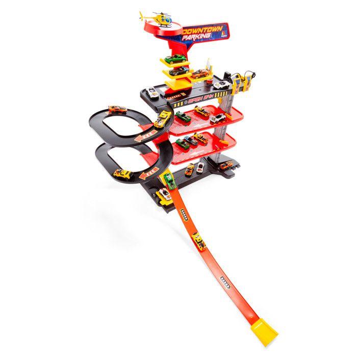 Molto Downtown 4-Story XL Toy Garage with Spiral Ramp. Garage with Service Station and Ramps. Children's Toy