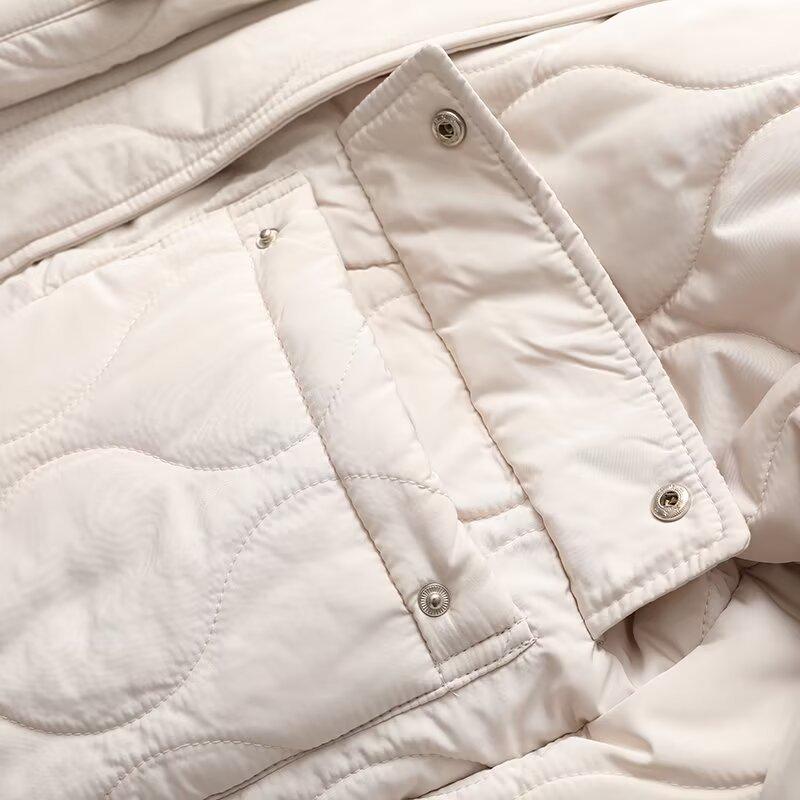 Women's Color Block Quilted Lapel Cotton Jacket - 2024 Autumn/Winter Collection