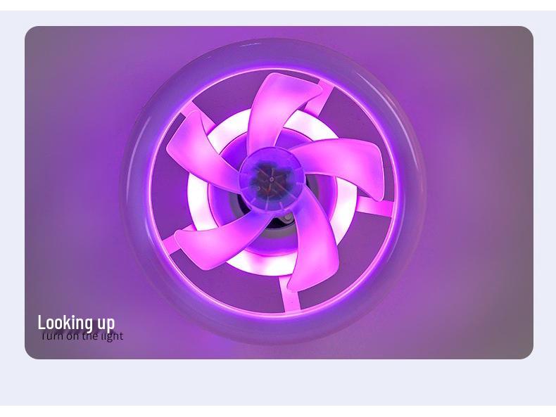 LED RGB Ceiling Fan Light with Remote Control, E27 Base, Dimmable, 360° Rotation for Bedroom