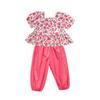 New Stylish Summer Outfit For Girls: Short-Sleeved Floral Dress With Square Collar For Little Girls And Toddlers Casual And Fashionable