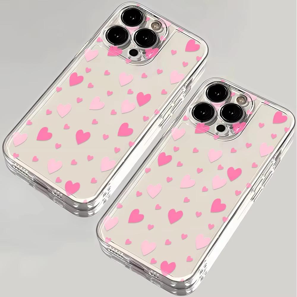 Luminous Love Print Clear Phone Case for iPhone 17 Pro Max 16 15 Pro 14 13 12 11 XR 17Air 16 Plus Silicone Cover