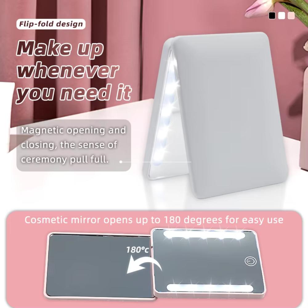 Double-Sided Dimmable LED Makeup Mirror 3 Color Bedroom Dressing Mirror Dormitory