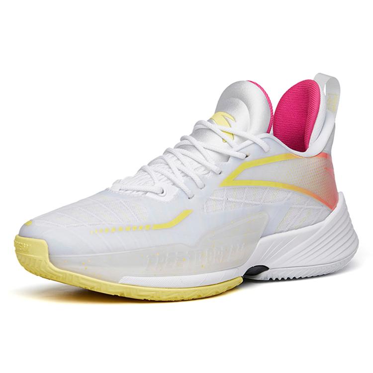 New Anta Light Horseman 3 Cushioning Anti Slip And Wear Resistant Low Top Basketball Shoes White Yellow Red 112221608-1