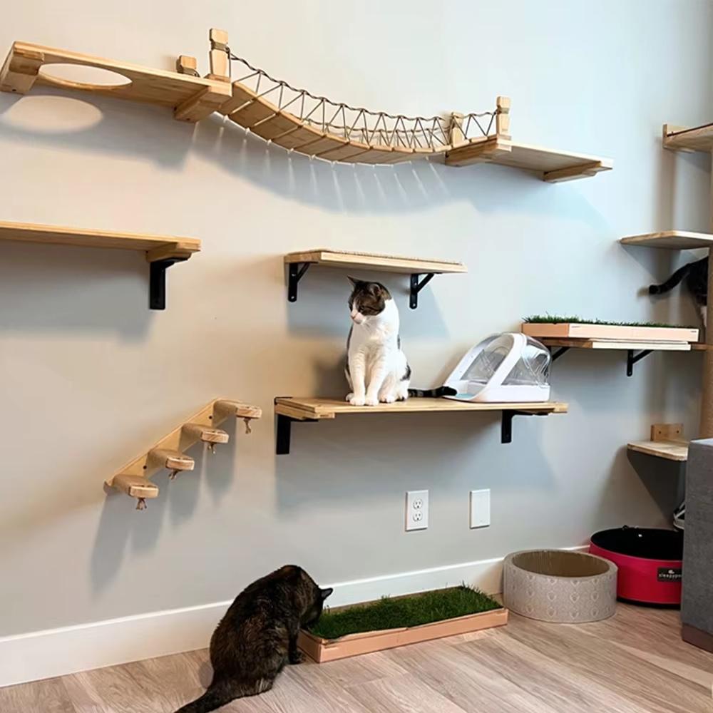 Katzen-Kletterwand-Typ-Sortiment Katzenbaum Wandmontage Katzenhängematte Sisal Vier Stufen Katzenleiter Klettern Katzenwandhängend