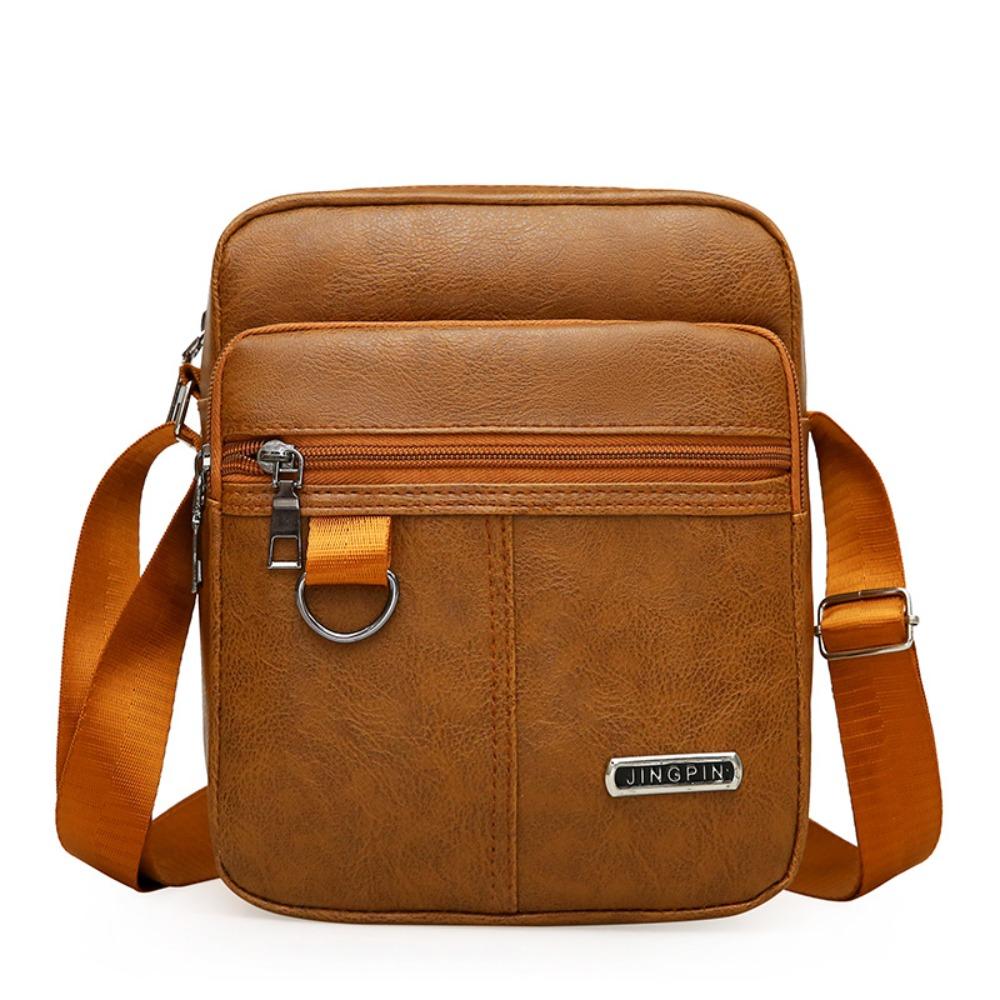 

PU Leather Leather Crossbody Bag Black Brown Waterproof Men s Sling Bag Multifunctional Large Capacity Male s Handbag Men Women светло-коричневого