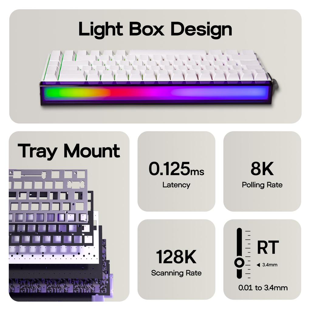 MechLands Aula Hero68 HE Wired Magnetic Gaming Keyboard with Rapid Hole Effect Adjustable 8kHz RGB Lightbox Backlight Switches, 0.01mm Actuation,