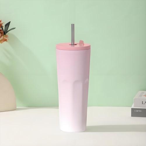 IOLOYU Heat-Resistant, High-Quality Stainless Steel Tumbler with Lid, Spill-Proof, and Straw, Stainless Steel Vacuum Insulated Coffee Tumbler, 700ml L