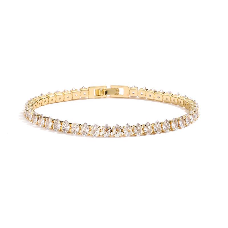 

HECHENG,Copper 18K Golden-Plated Colourful AAA Water Drop Zirconia Bracelet for Men Couple Elegant Jewellery 1 Pcs Other