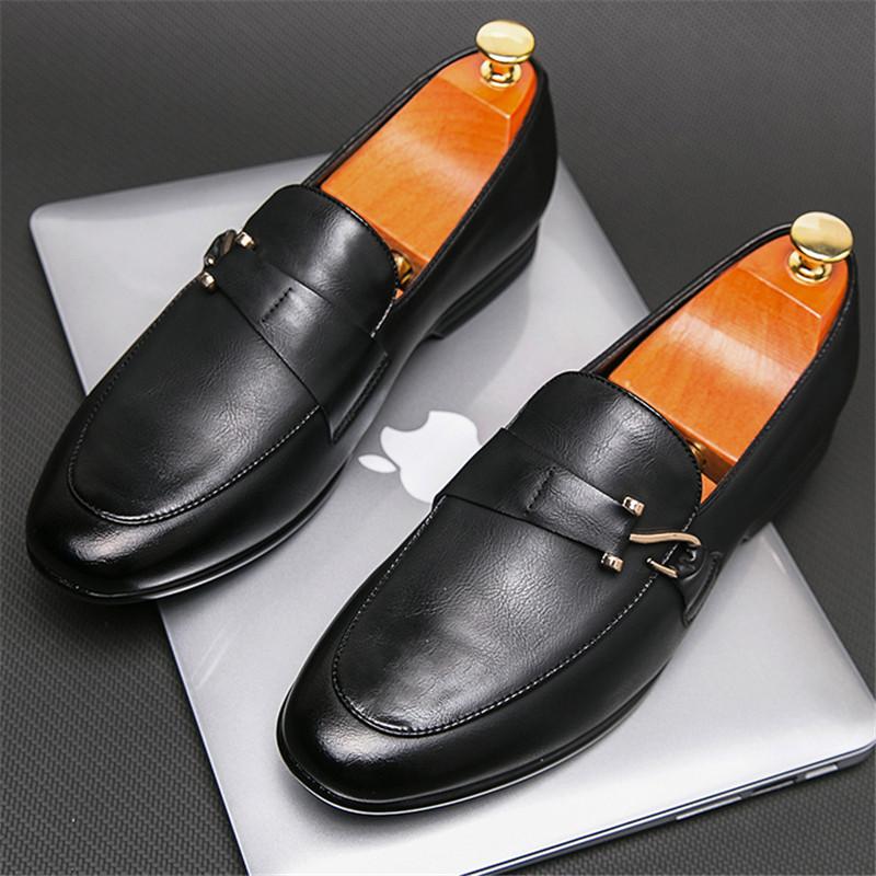 

Новые мужские кожаные слипоны Джентльмен Черный Коричневый Туфли с ремешком-монком Лоферы Свадебное платье Выпускной вечер Формальная обувь Zapatos Hombre 38