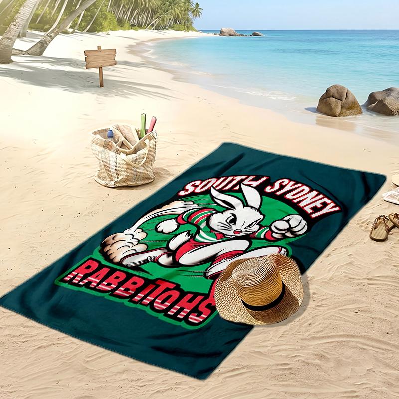 South Sydney Rabbitohs Print Beach Towel Soft Portable Quick?dry Towel For Pool Summer Vacation Outdoor Sport