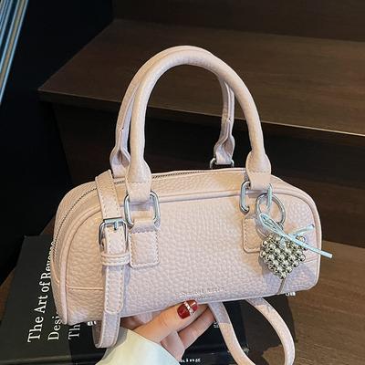 Beliebte Großhandel hochwertige Litschi-Muster tragbare Boston-Tasche Weiblichkeit vielseitig Pendeln ausländischer Stil einfarbig Umhängetasche