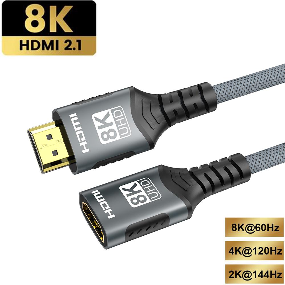 

HDMI 2.1 Extension cable 8K HDMI 2.1 Cable Male to Female Extension 8K@60Hz 4K@120Hz For HDTV RTX PS5 Xbox HDR Video PC Laptop 1M