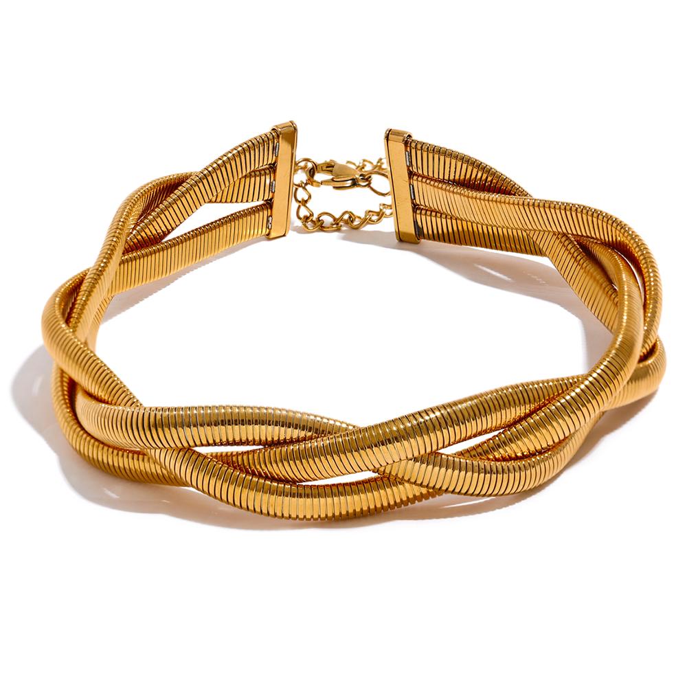 Yhpup Trendy Stainless Steel Chain Weave Thick Torques Punk Metal Statement Choker Necklace Attractive Fashion Jewelry
