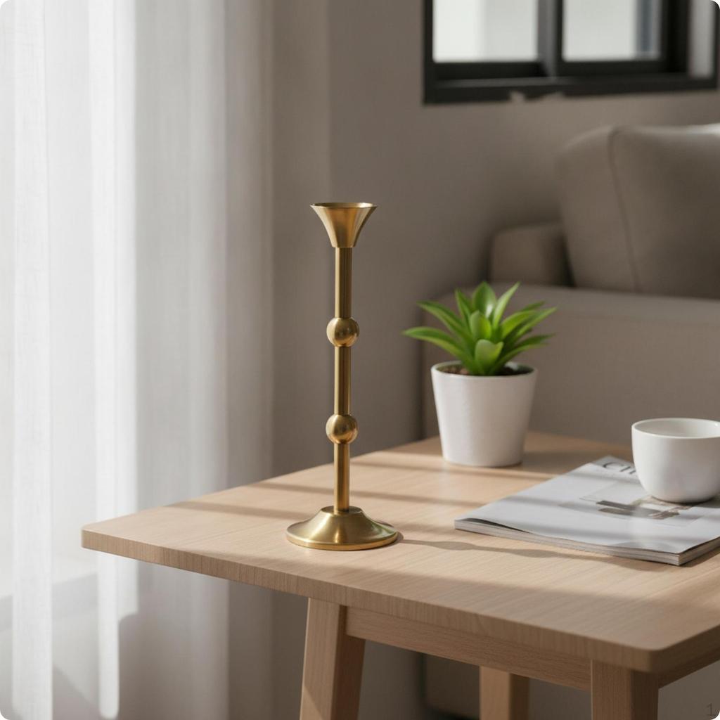 Metal Candle Holder Taper Vintage Candlestick with Round Base for Homeowners, Dining