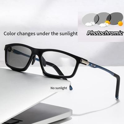 Occhiali da sole sportivi alla moda fotocromatici che cambiano colore, ultraleggeri, lenti piatte per luce blu, occhiali da lettura fotocromatici per esterni