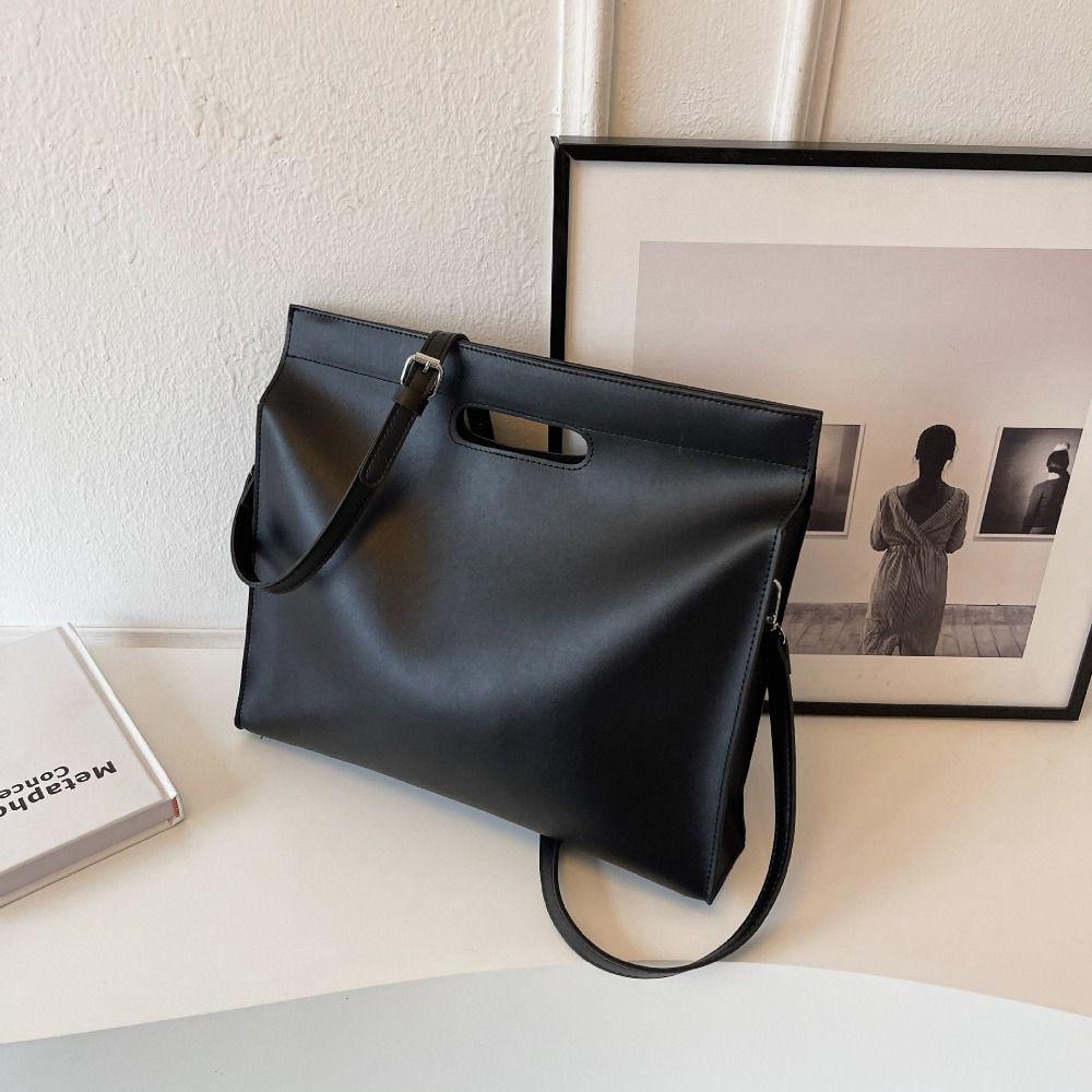 PU Office Document Tote Bag Solid Color File Bag Fashionable Computer Bag  Office Worker