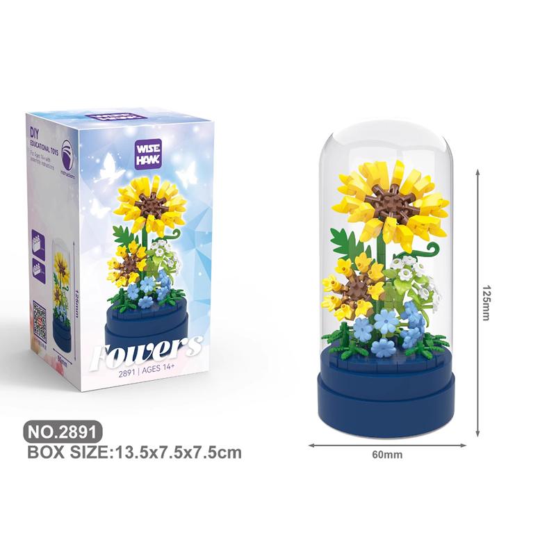 

New product 2890-2898 Small Grain Mother s Day Handmade Gift Assembly Building Block Flower Creative Desktop Ornaments No box