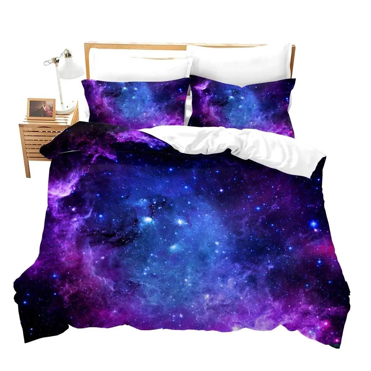 

Galaxy Theme Blue Purple Design Duvet Cover Full Size for Girls Boys Teens Kids Gifts Starry Dream Sky Bedding Set Room Decor EU Single 135x200cm