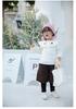 2022 Autumn/Winter Heart Embroidery Velvet Children's T-shirt with Sweet Big Lapel