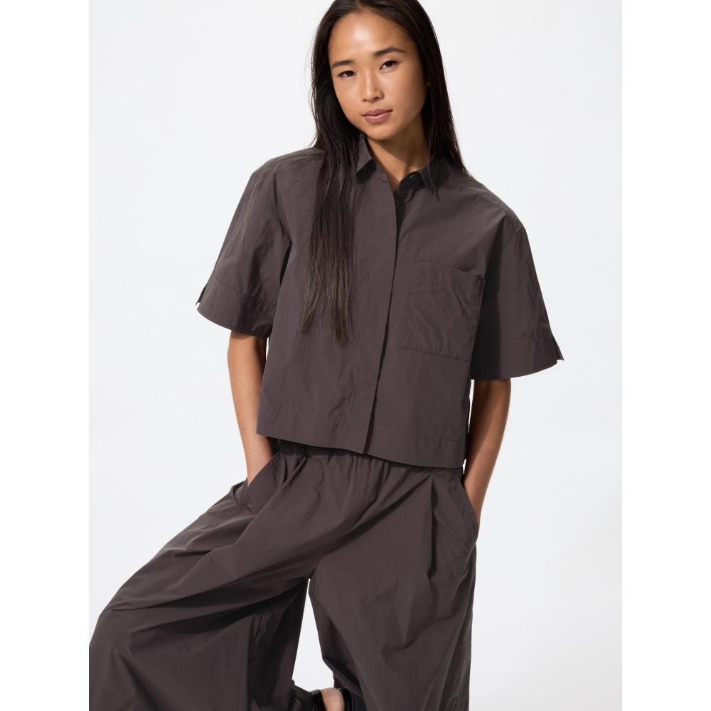 Uniqlo Japan Nylon Boxy Short Shirt 5 Minute Sleeve