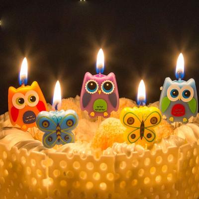 5 Stück kreative rauchfreie Kerze Cartoon Schmetterling Eule Kerze Chirlden Party Supplies Kerzen