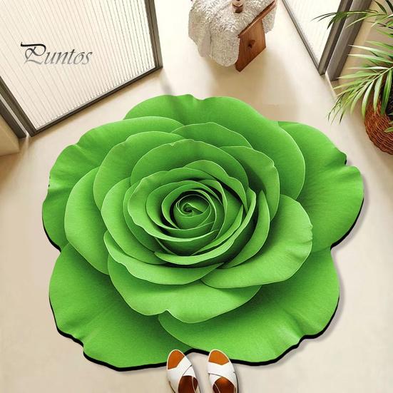 Diatomaceous Earth Floor Mat Irregular Shape Quick-Drying Floral Doormat Anti-Slip Safety Non-slip Backing Easy Maintenance Soft Cozy Rug Bathroom
