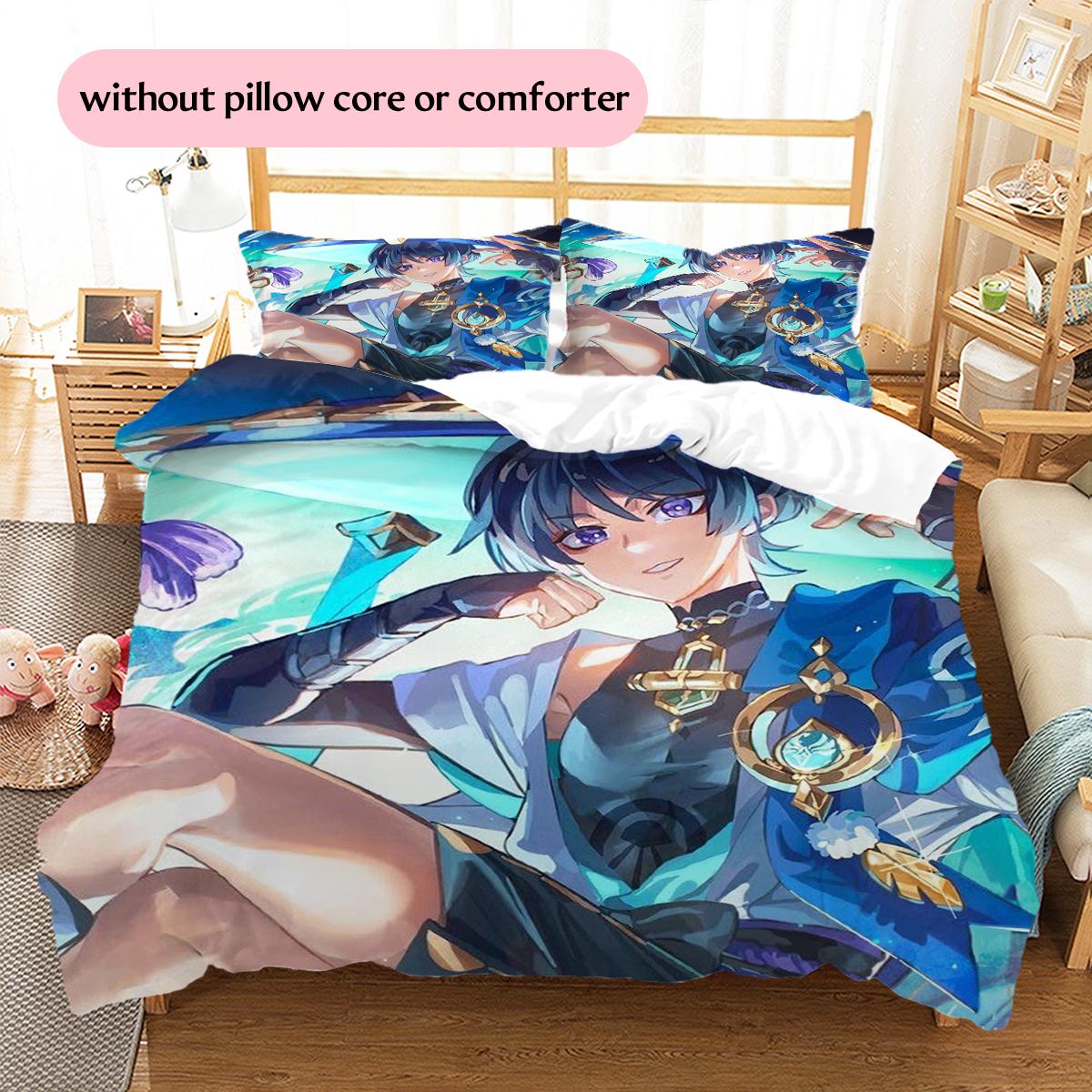 

Genshin Impact Wanderer Pattern Bedding Home Decoration Birthday & Festival Gift (1 * duvet cover + 2 * pillowcase, without core) 135x200cm