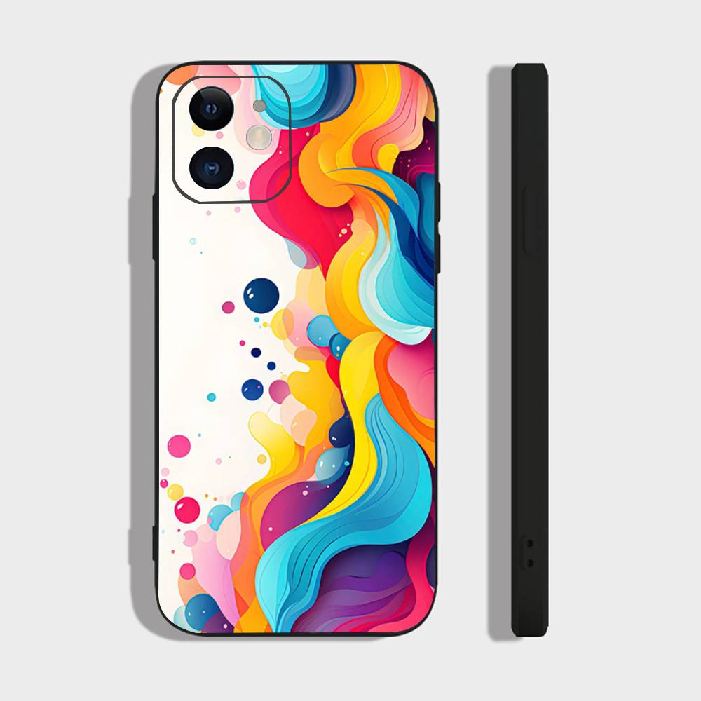 

Color Colorful Phone Case For IPhone 17 Air 16 15 14 13 Pro Max 11 12 Black Silicone Cover IPHONE 15PROMAX