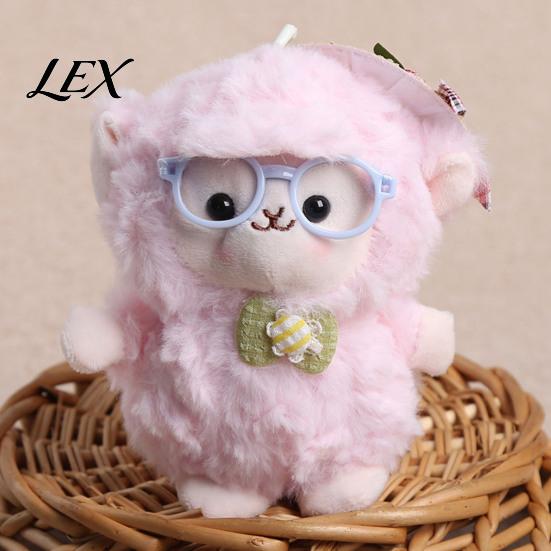 Soft Curly Plush Charm Sheep Doll Pendant for Bags And Keys, Stuffed Animal Keychain Kawaii Accessory with Bow Glasses Accessories, Cute Hanging