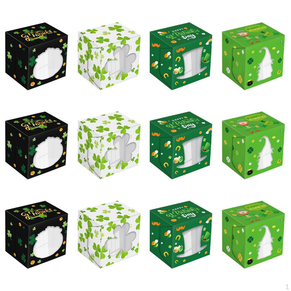12 Pieces St Patrick's Day Gift Box Goodie Treat Boxes Packing for Macaroon