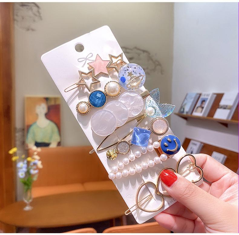 Elegant Pearls Geometric Hair Clips Crystal Hairpins Sweet Hair Ornament Hairpin Barrette Headband Hair Accessorie