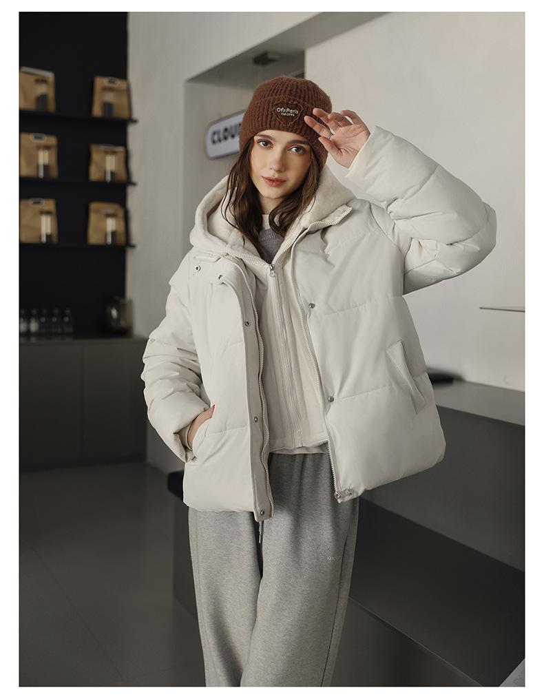 Imitation Mink Velvet Fake Two-piece Hooded Stitching Short Puffer Jacket