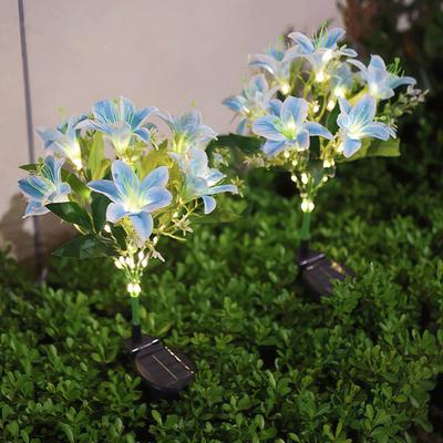 Flowers Solar Light 7Head Lily Solar Flower Lights With Warm White Light, Outdoor Solar Garden Decoration Lawn Light Stake Light