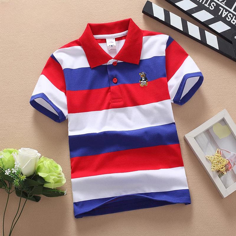 Boys and Girls Short-sleeved T-shirt Summer POLO Shirt Children's Clothing Pure Cotton Korean Style Big Children's Lapel Bottoming Shirt