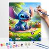 Disney Stitch garden digital oil painting diy handpainted coloring painting home decoration, cute cartoon art set for relaxing wall decor