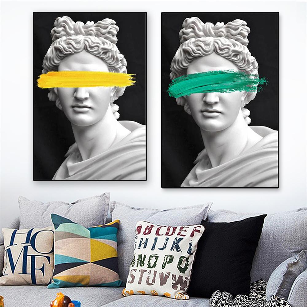 Scultura moderna Pittura su tela Graffiti Stampe artistiche Apollo Marmo David Popolo Poster Immagine di arte della parete per la decorazione della casa della Galleria