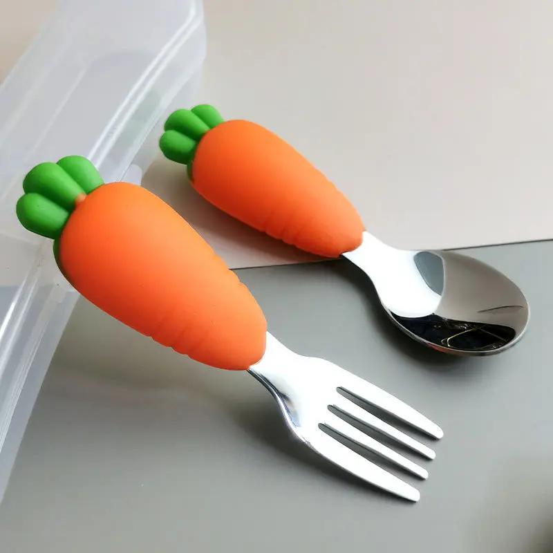 1pc-Carrot shaped 304 stainless steel with cute carrot shaped fork, reusable tableware