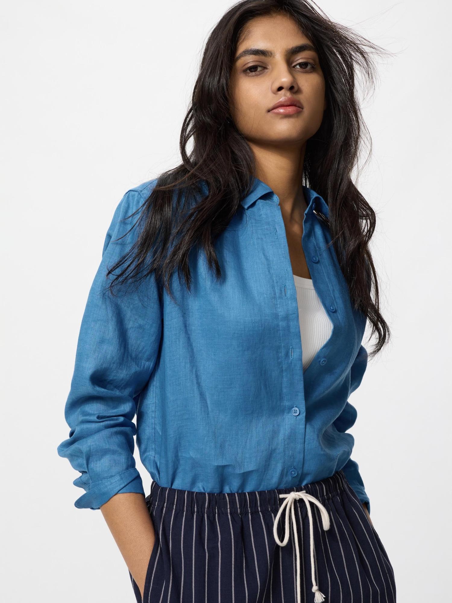 

Рубашка Uniqlo Premium из льна с длинным рукавом 65 BLUE/WOMEN XS