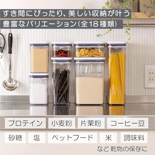 OXO Mini Square Plastic Airtight Pop Containers, 4-Piece Set for Kitchen Storage (Food, Condiments, Dry Goods, Moisture Protection)