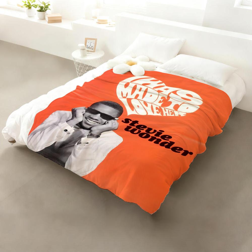 

Singer Stevie Wonder Throw Flannel Throw Blanket: Soft Kid-Friendly Warm Anti-Static All Season Washable Couch Bed Home 75x90cm