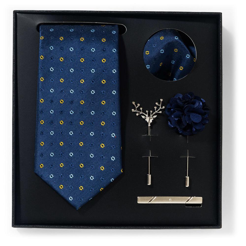 Tie Men'S Net Color Striped Cashew Flower Men'S Tie High Sense 6-Piece Gift Box Men'S Suit Accessories