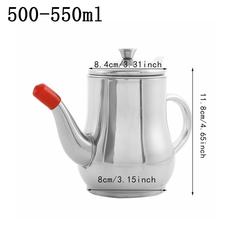 Practical Fashion Stainless Steel Household Leak-proof Wine Pot Pouring Oil Bottle Seasoning Tank Kitchen Supplies Oz