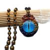 Ethnic Style New Three-color Glass Necklace Women's Sky Eye Pendant Tibetan Glass Pendant Simple Sweater Chain